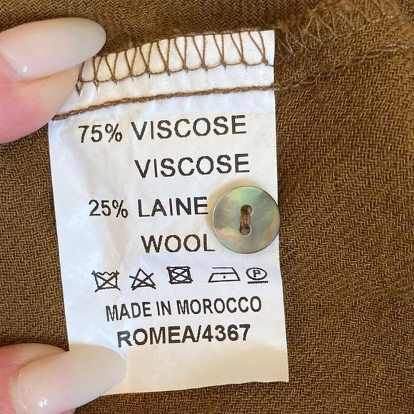 Diega Fringe Boho Dress Button Front Viscose Wool Maxi Self Tie Western Inspired - Picture 9 of 12